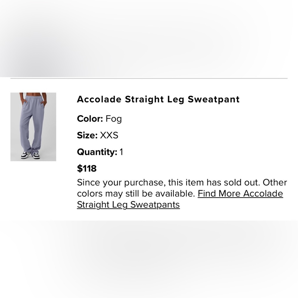 Alo Yoga Accolade Sweatpant in Fog - Sold Out!!!